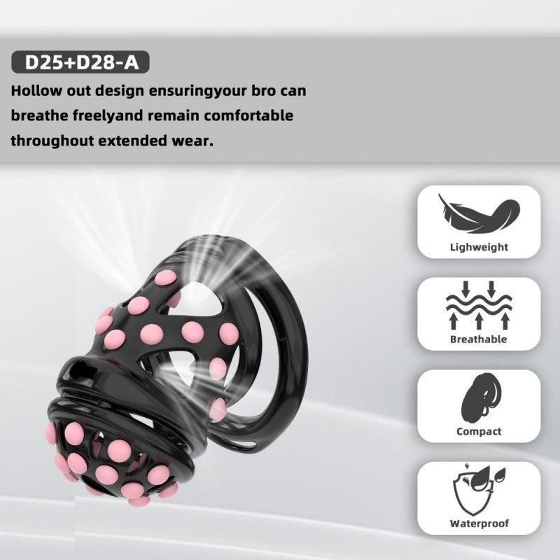Silicone Soft Nail Chastity Cage | Male Chastity Device with Airport-Security Plastic Lock – 3 Wearing Methods, Pink/Black/Purple, S/M Sizes