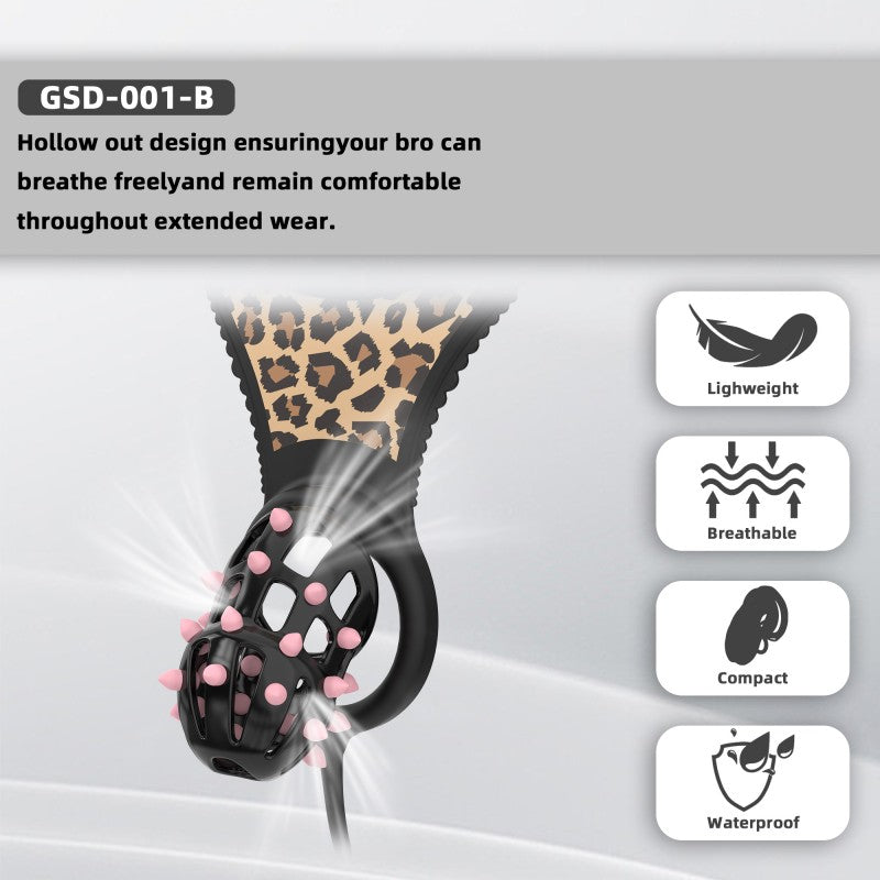Spiked Chastity Cage Harness Set with Remote Vibrating Anal Plug GSD