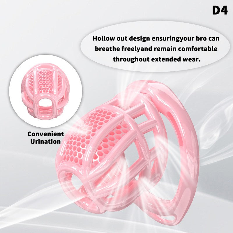 Honeycomb Mesh Adjustable Chastity Cage with Harness Strap (D4)