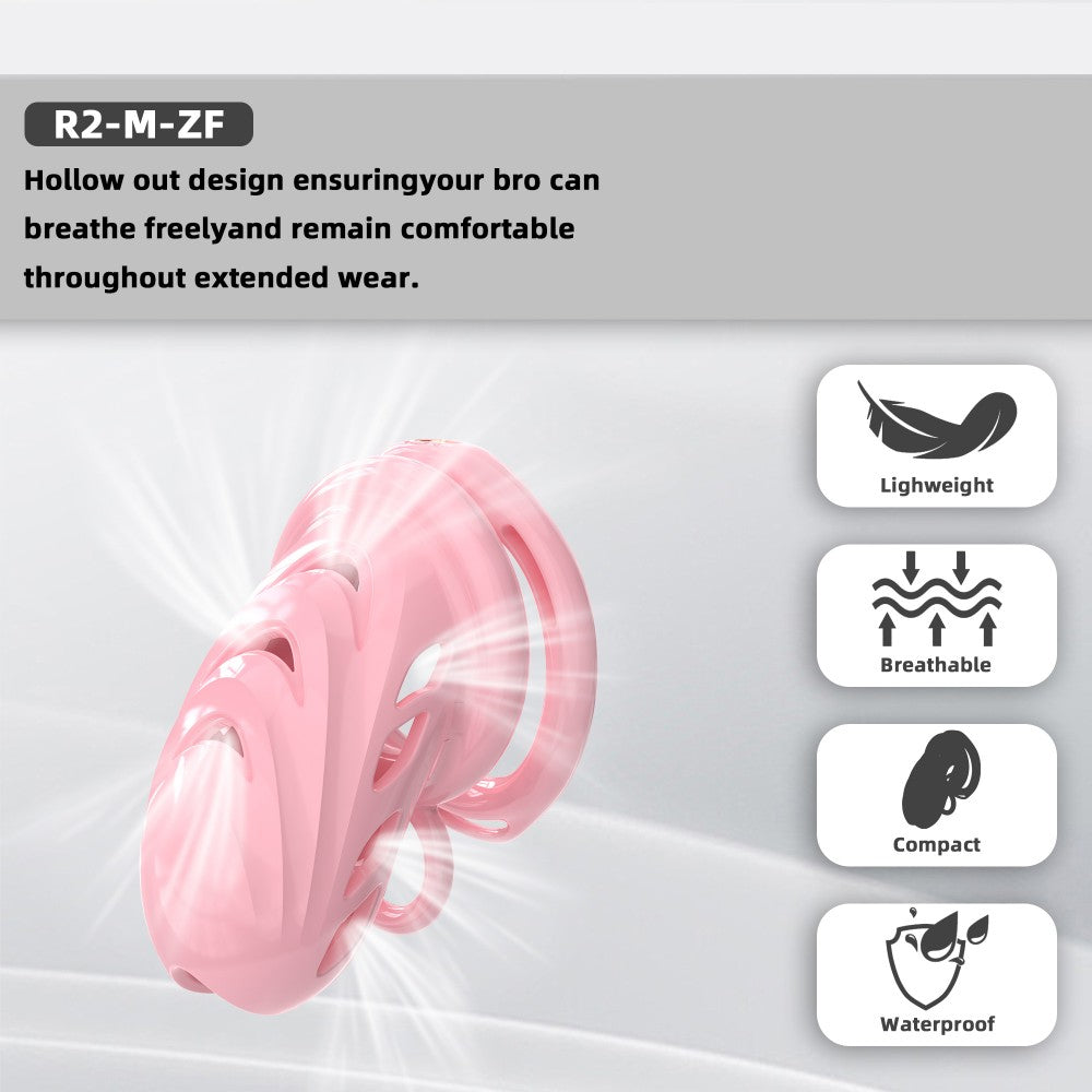 Male Chastity Cage with Soft Internal Stimulators – Breathable Waterproof Adjustable Device with 6 Ring Sizes & Discreet Lock (S/M)