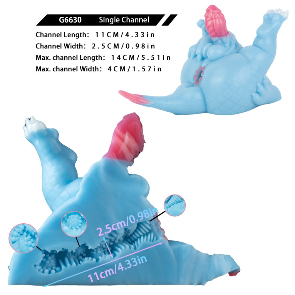 Azure Dragon 2-in-1 Fantasy Torso — Dragon Scale Dildo & Alien Pocket Pussy by Domlust