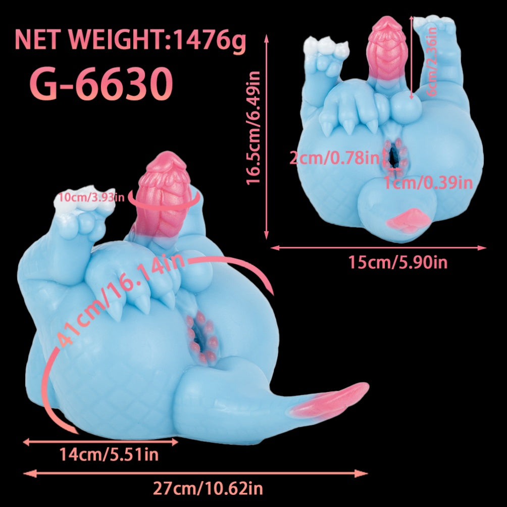 Azure Dragon 2-in-1 Fantasy Torso — Dragon Scale Dildo & Alien Pocket Pussy by Domlust