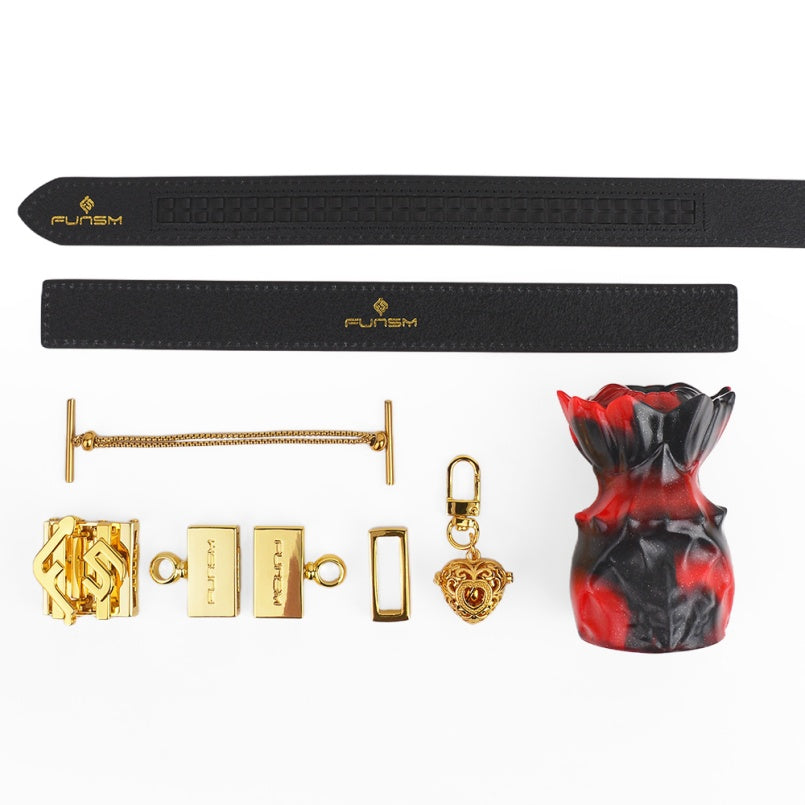 Black-Red Silicone Strapon Fantasy Ball Gag - Bondage Female Kinky Sex Toys for Women