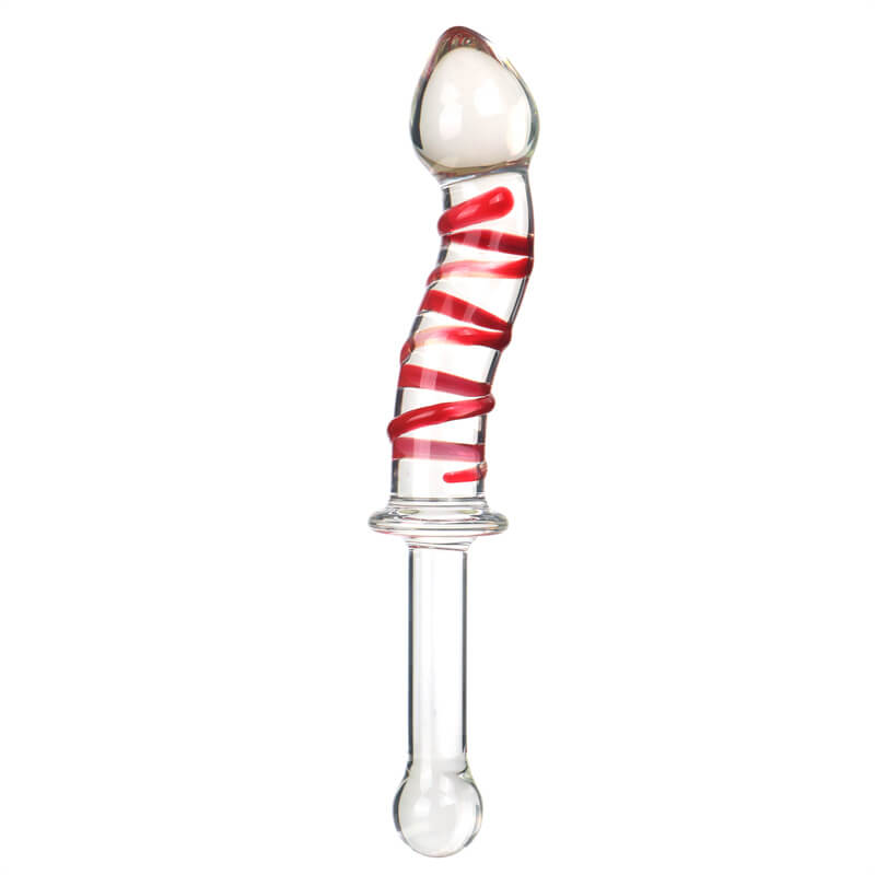 9 Inch Glass Dildo with Striped Design - Tarisss Sex Toy Store