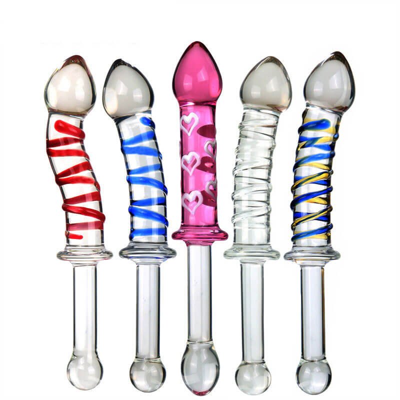9 Inch Glass Dildo with Striped Design - Tarisss Sex Toy Store