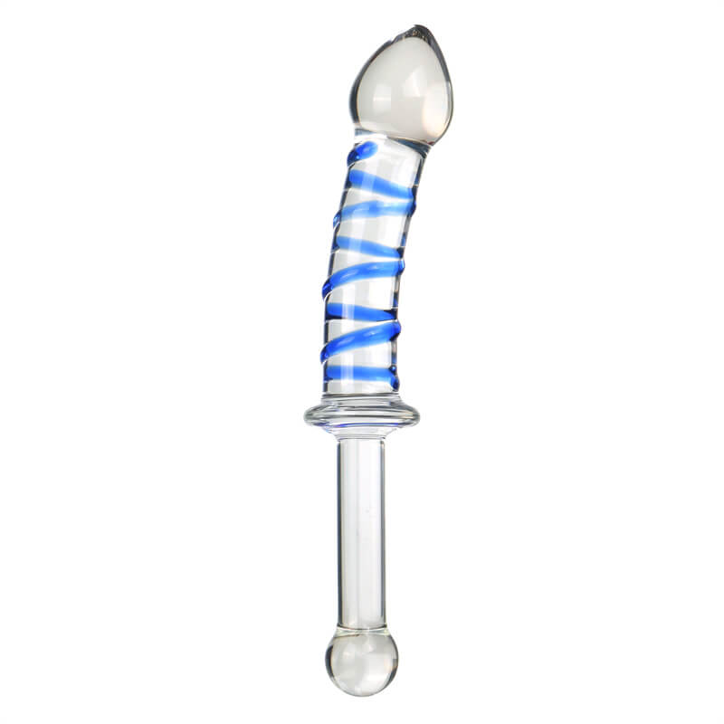 9 Inch Glass Dildo with Striped Design - Tarisss Sex Toy Store