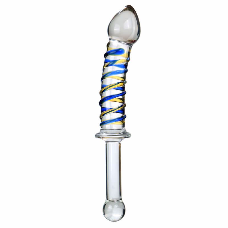 9 Inch Glass Dildo with Striped Design - Tarisss Sex Toy Store
