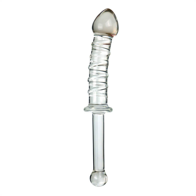 9 Inch Glass Dildo with Striped Design - Tarisss Sex Toy Store
