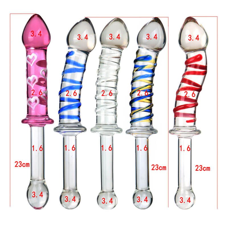 9 Inch Glass Dildo with Striped Design - Tarisss Sex Toy Store