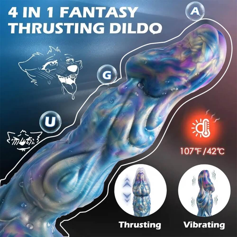 9 Inch Silicone Wolf Thrusting Dildo with Remote Control Vibrating - Tarisss Sex Toy Store