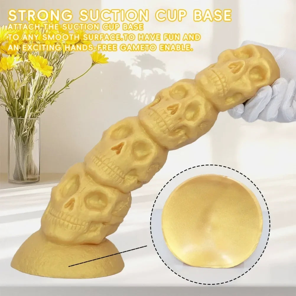Domlust Skull Stacked Fist Dildo | 4-Skull Anal Beads Giant Silicone Toy for Extreme Stretch