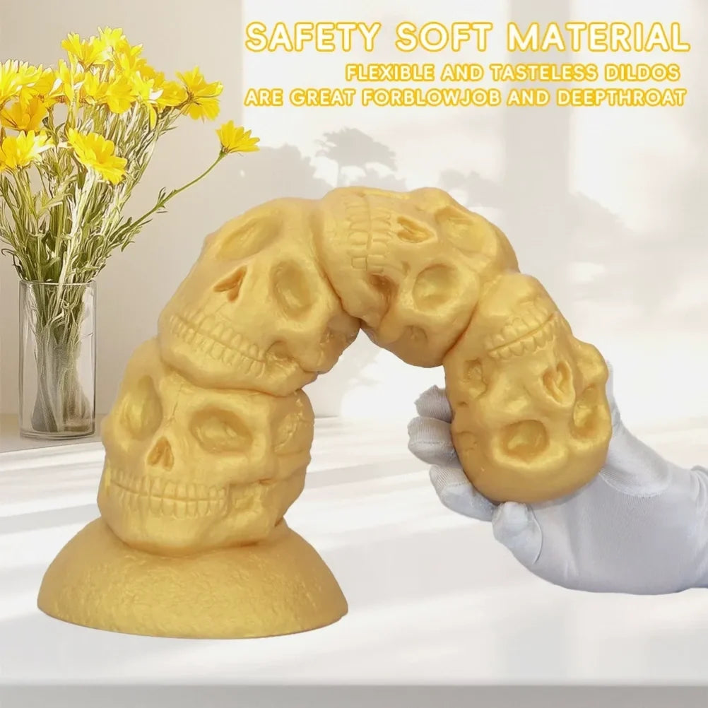 Domlust Skull Stacked Fist Dildo | 4-Skull Anal Beads Giant Silicone Toy for Extreme Stretch