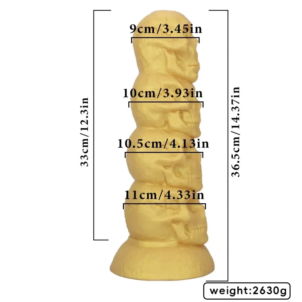 Domlust Skull Stacked Fist Dildo | 4-Skull Anal Beads Giant Silicone Toy for Extreme Stretch