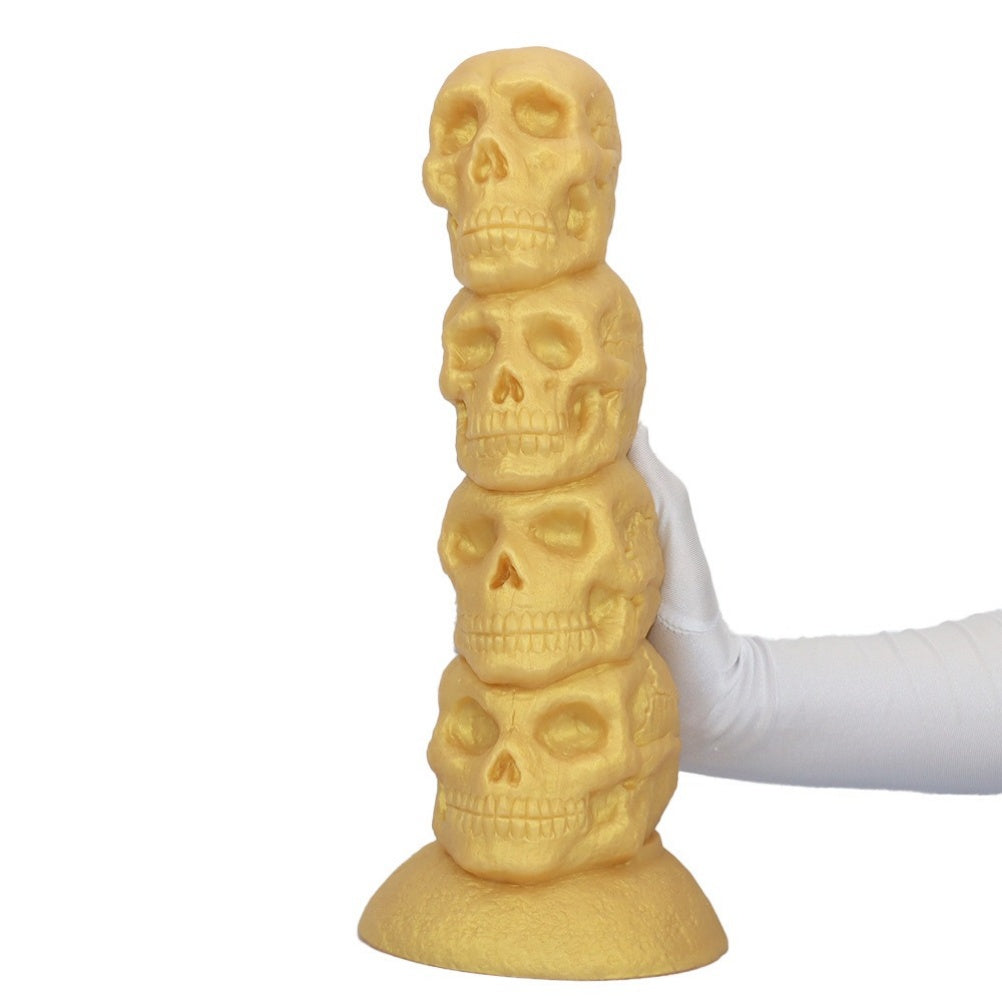 Domlust Skull Stacked Fist Dildo | 4-Skull Anal Beads Giant Silicone Toy for Extreme Stretch