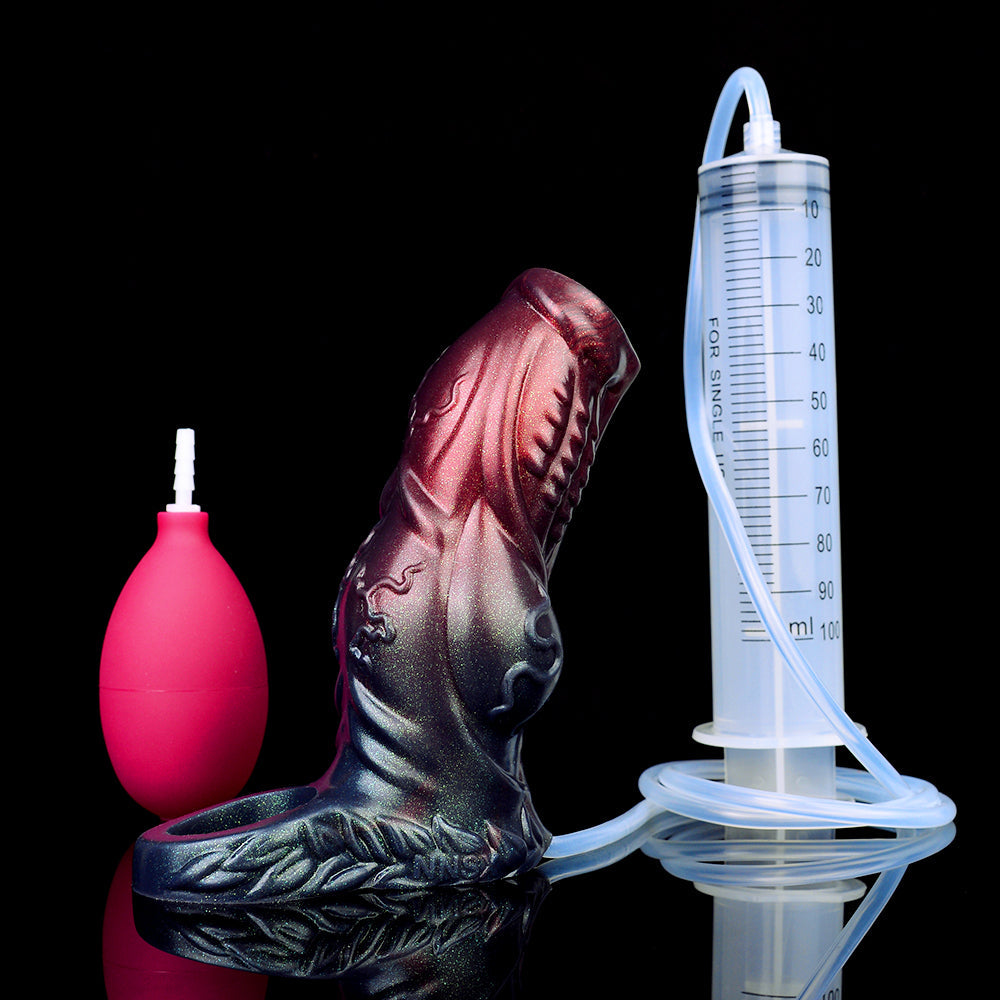Black Samurai Squirting Penis Sleeve - Fantasy Cocksleeve Extender Fake Cum Condom