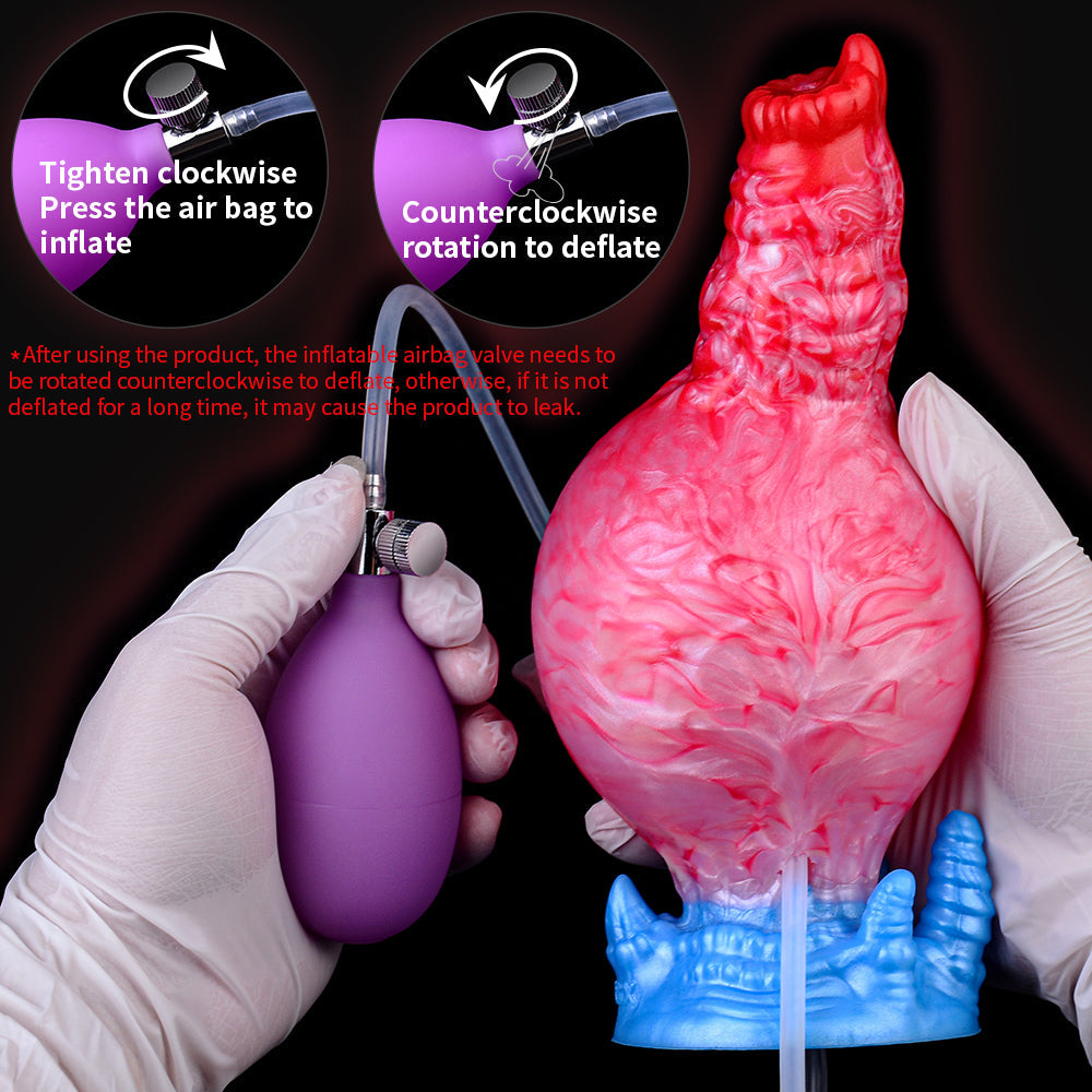 Ejaculating Dog Dildo Anal Butt Plug - Inflatable Anal Dildos Silicone Vaginal Masturbation Sex Toys