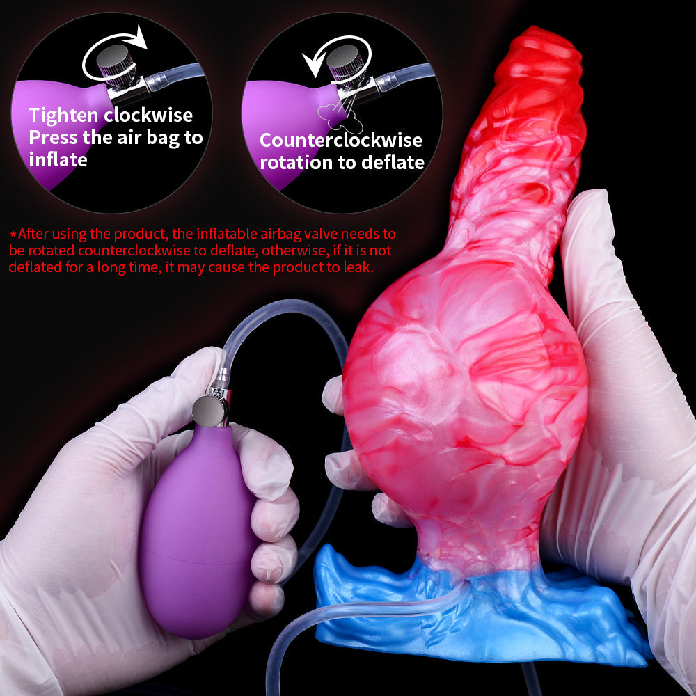Squirting Inflatable Monster Dildo - Big Knotted Anal Prostate Milking Sex Toys for Women