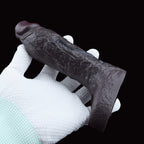 Realistic Black Silicone Wearable Penis Sleeve – Girth Enhancing Cock Extender for Erection Support & Delay