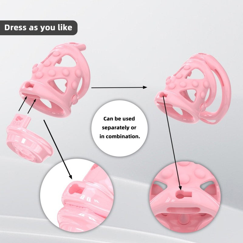 Silicone Soft Nail Chastity Cage | Male Chastity Device with Airport-Security Plastic Lock – 3 Wearing Methods, Pink/Black/Purple, S/M Sizes