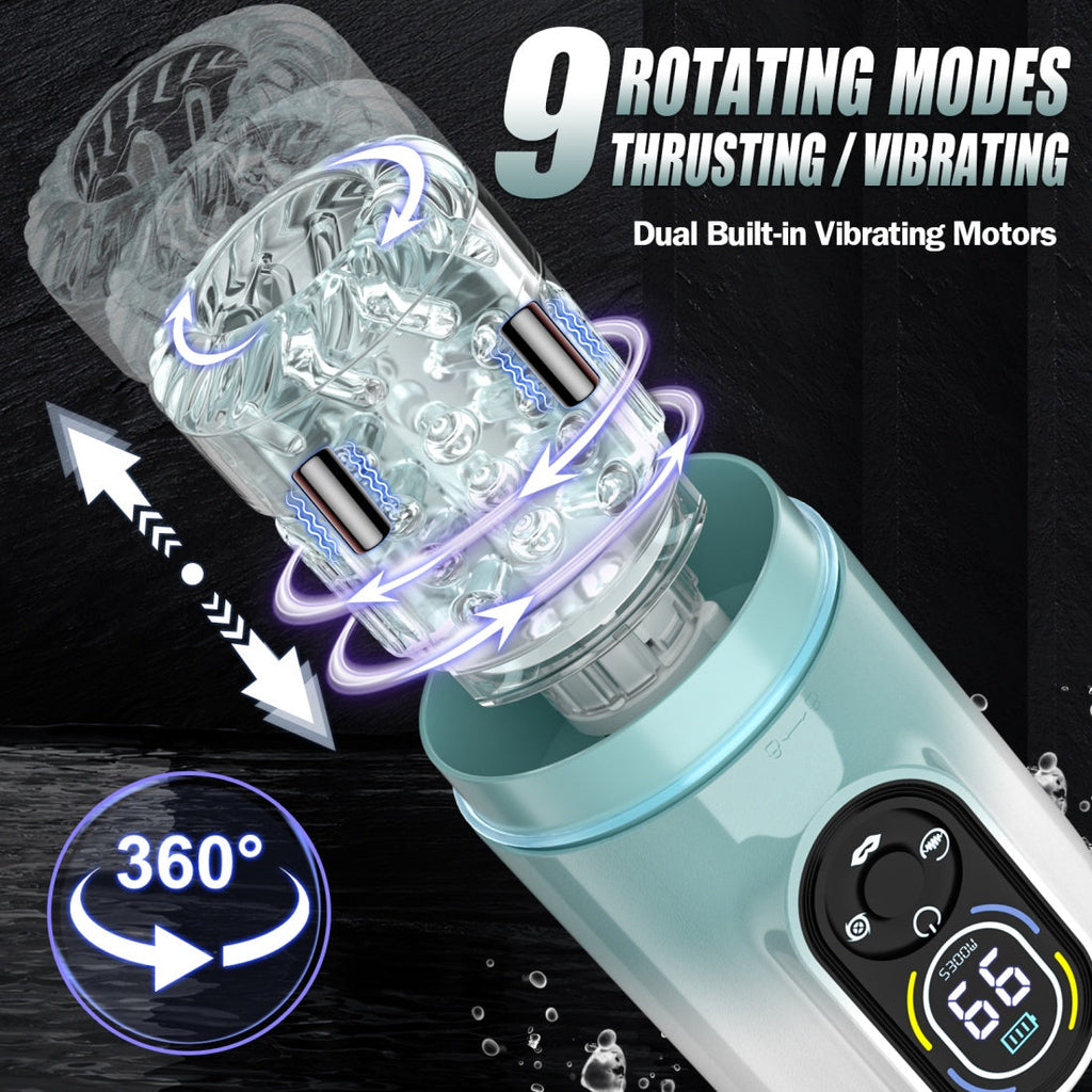 Robust Rotation Vibrating Blowjob Masturbation Cup – Electric Sucking & Licking Male Stroker