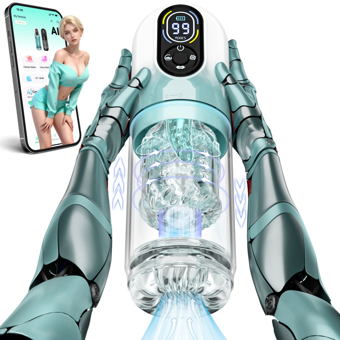 Robust Rotation Vibrating Blowjob Masturbation Cup – Electric Sucking & Licking Male Stroker