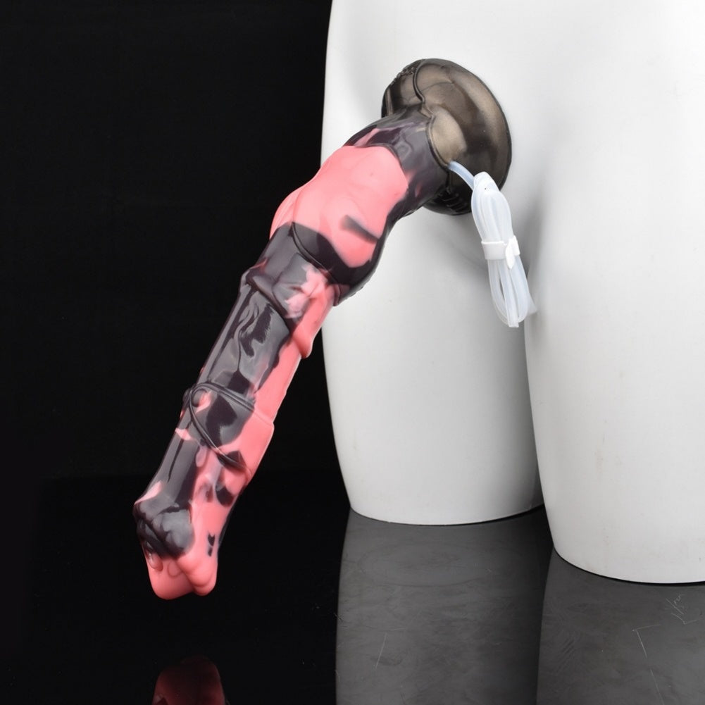 Domlust Monster Horse Dildo – Platinum Silicone Squirting Knotted Fantasy Suction Cup Sex Toy
