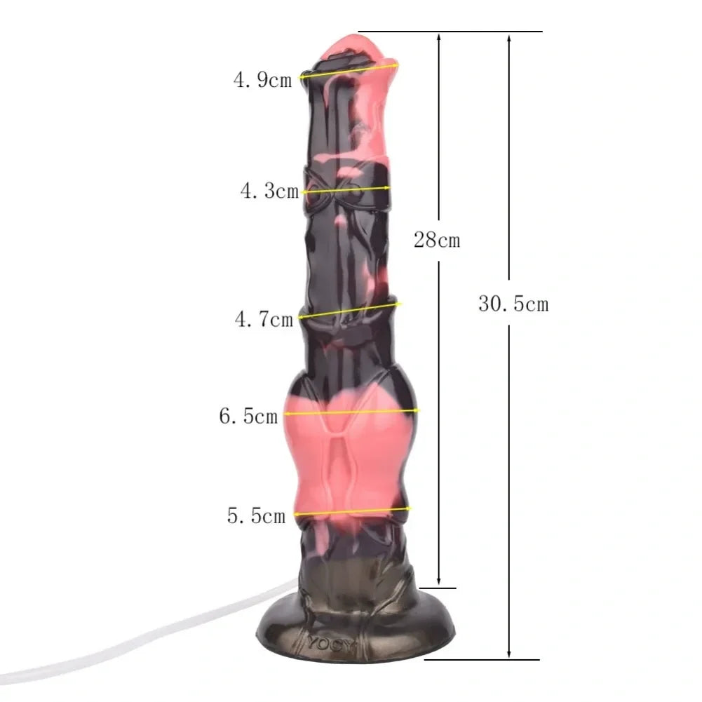 Domlust Monster Horse Dildo – Platinum Silicone Squirting Knotted Fantasy Suction Cup Sex Toy