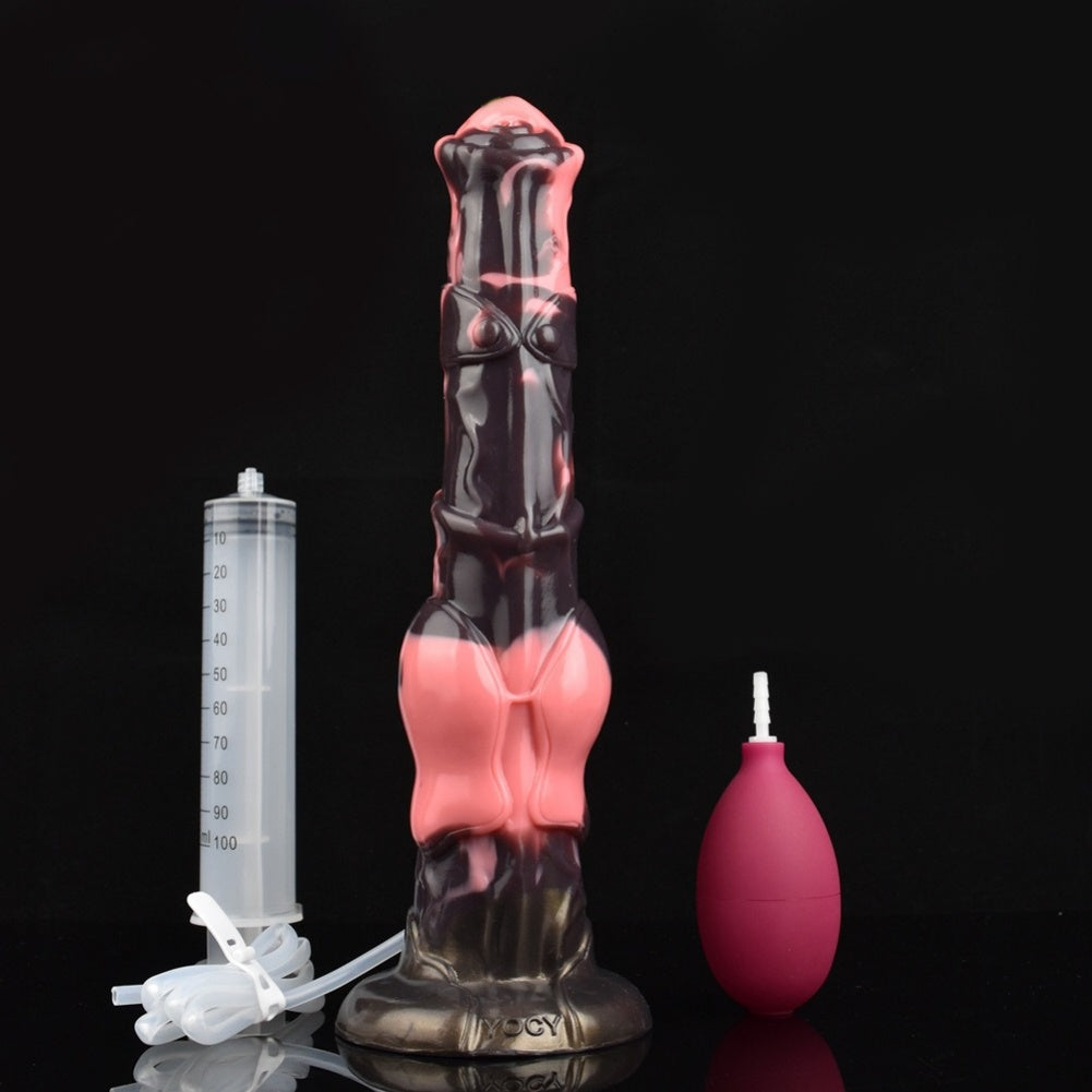 Domlust Monster Horse Dildo – Platinum Silicone Squirting Knotted Fantasy Suction Cup Sex Toy