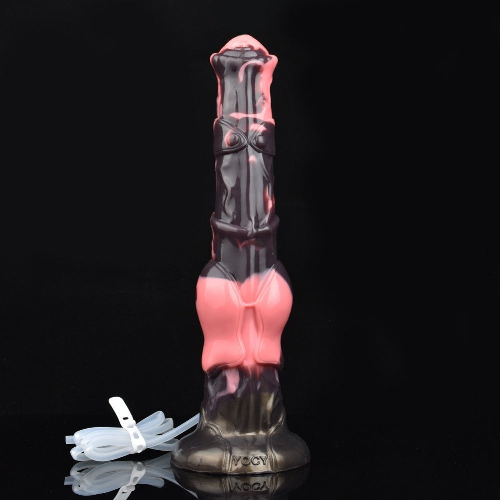 Domlust Monster Horse Dildo – Platinum Silicone Squirting Knotted Fantasy Suction Cup Sex Toy