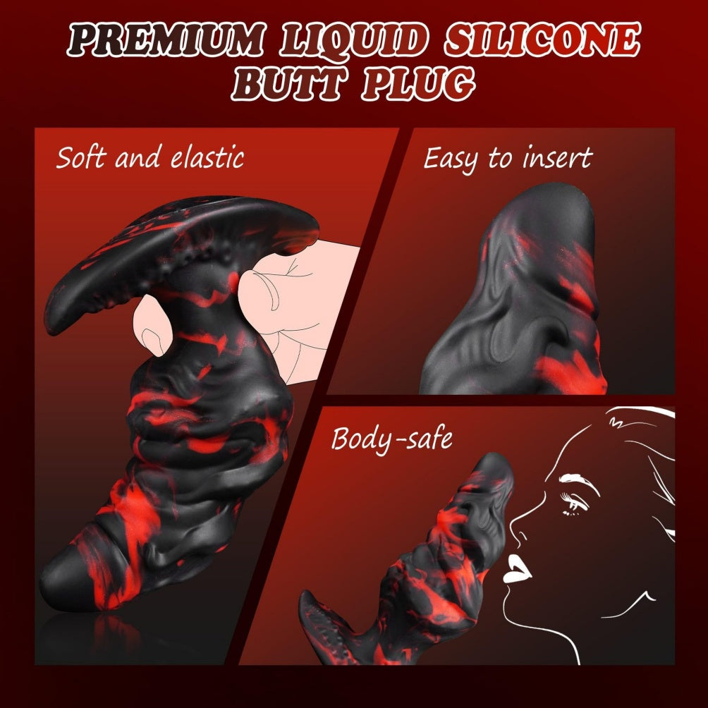 Domlust Wearable Dog Knot Dildo – Platinum Silicone Fantasy Knotted Anal Plug T-Bar Base Sex Toy