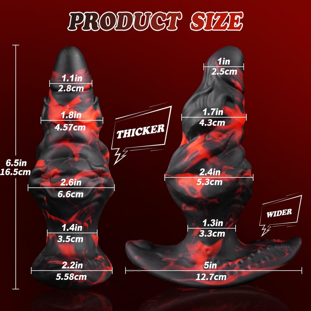 Domlust Wearable Dog Knot Dildo – Platinum Silicone Fantasy Knotted Anal Plug T-Bar Base Sex Toy