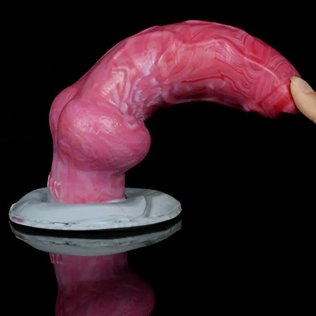 Domlust Dog Knot Dildo – Premium Platinum Silicone | Knotted Fantasy Monster Dildo with Suction Cup