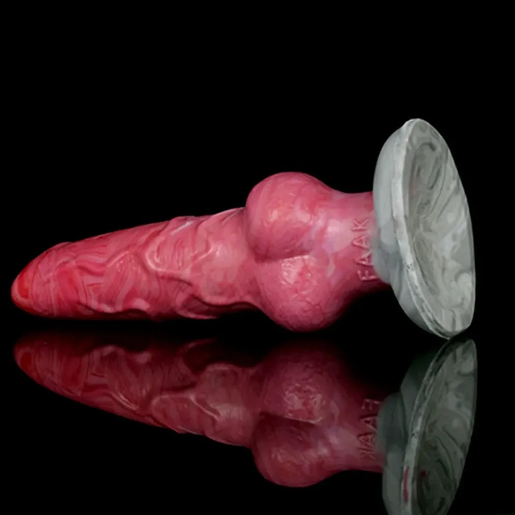 Domlust Dog Knot Dildo – Premium Platinum Silicone | Knotted Fantasy Monster Dildo with Suction Cup