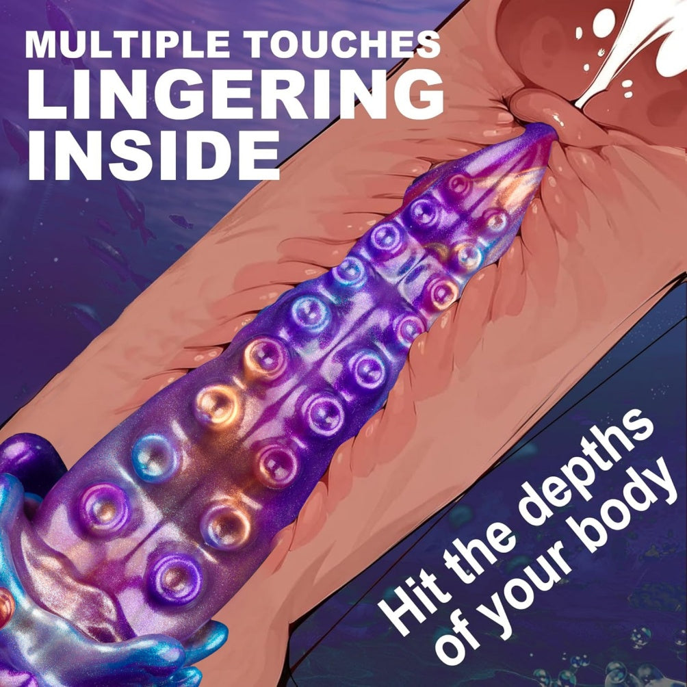 Domlust Tentacle Dildo – Premium Platinum Silicone | S-Curve G-Spot | Iridescent Purple | Suction Cup & Strap-On Ready