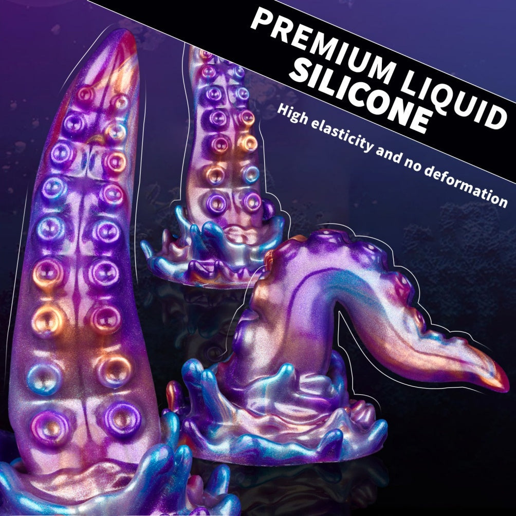 Domlust Tentacle Dildo – Premium Platinum Silicone | S-Curve G-Spot | Iridescent Purple | Suction Cup & Strap-On Ready