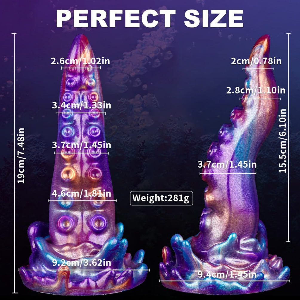 Domlust Tentacle Dildo – Premium Platinum Silicone | S-Curve G-Spot | Iridescent Purple | Suction Cup & Strap-On Ready