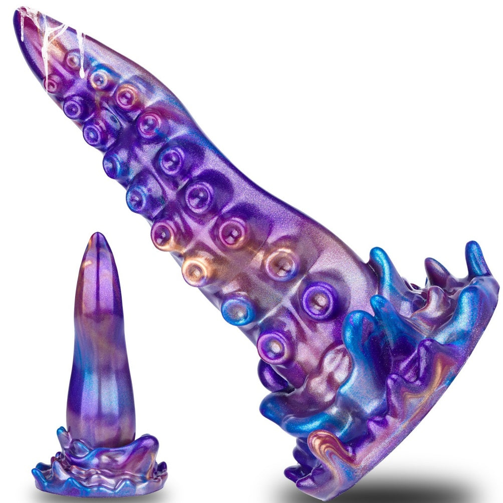 Domlust Tentacle Dildo – Premium Platinum Silicone | S-Curve G-Spot | Iridescent Purple | Suction Cup & Strap-On Ready
