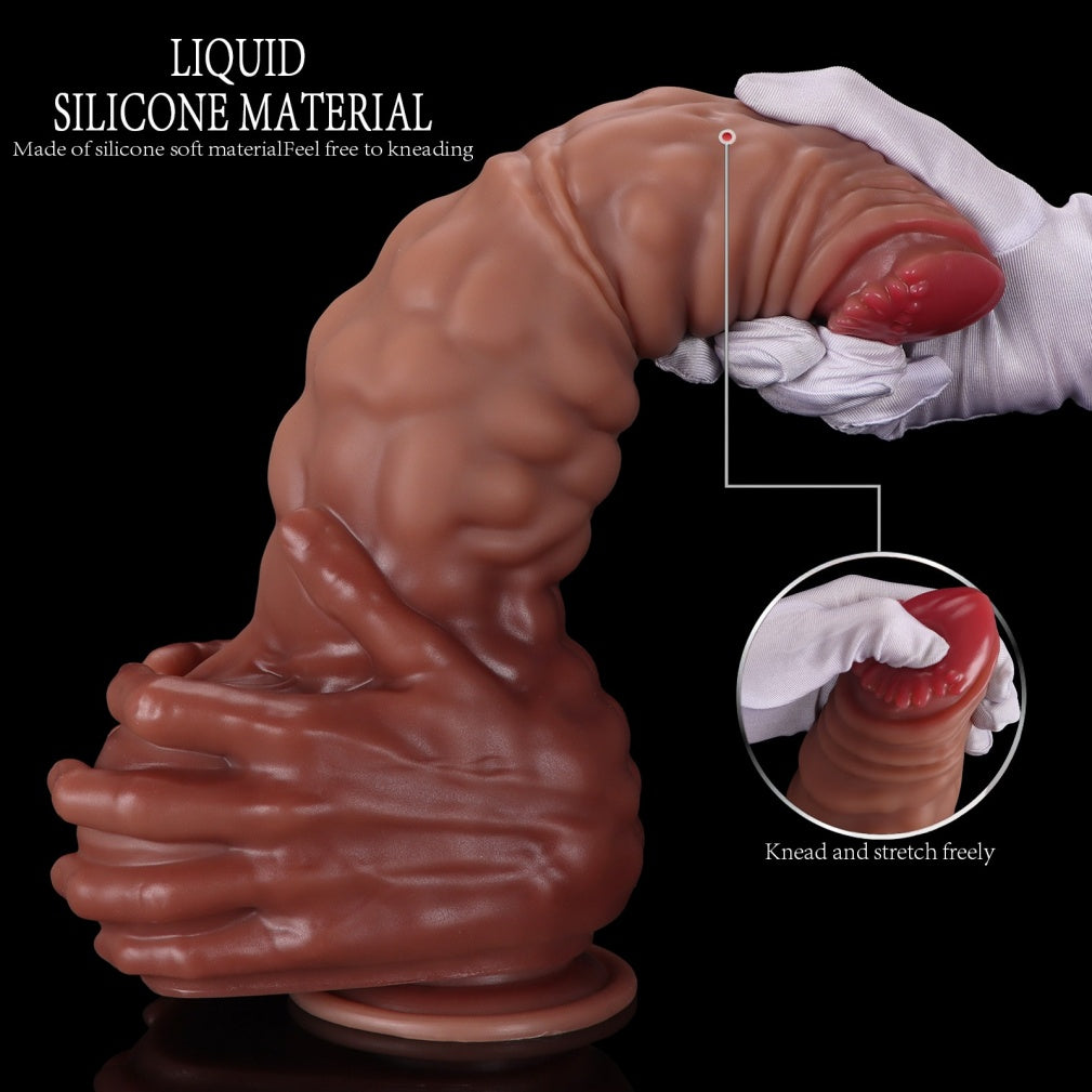 Alien Monster Fist Dildo – Platinum Silicone Huge Dildo with Gripping Hands Base | S to XXL