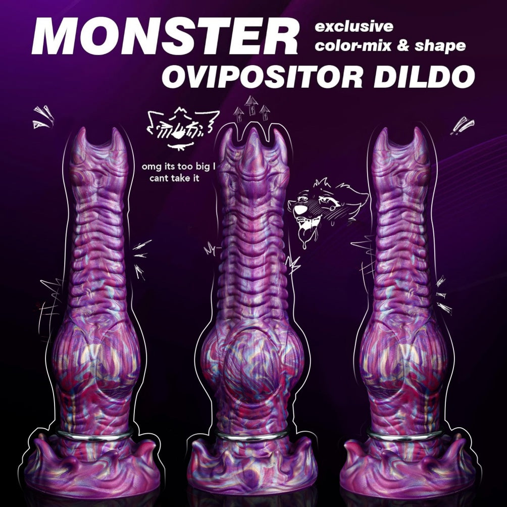 Domlust Ovipositor Dildo – Platinum Silicone Alien Knotted Fantasy Dildo with Eggs | Spawning & Expansion Fetish