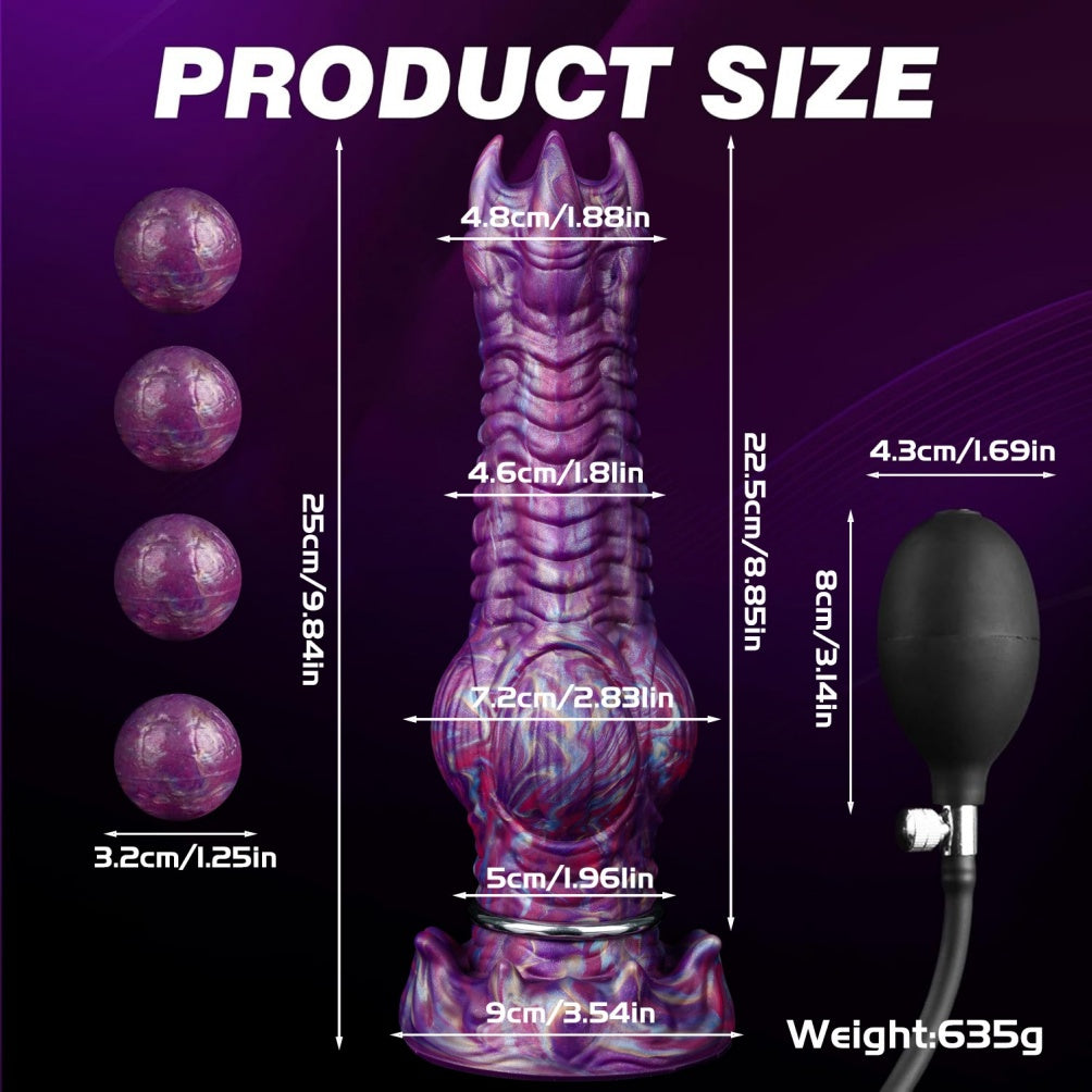 Domlust Ovipositor Dildo – Platinum Silicone Alien Knotted Fantasy Dildo with Eggs | Spawning & Expansion Fetish