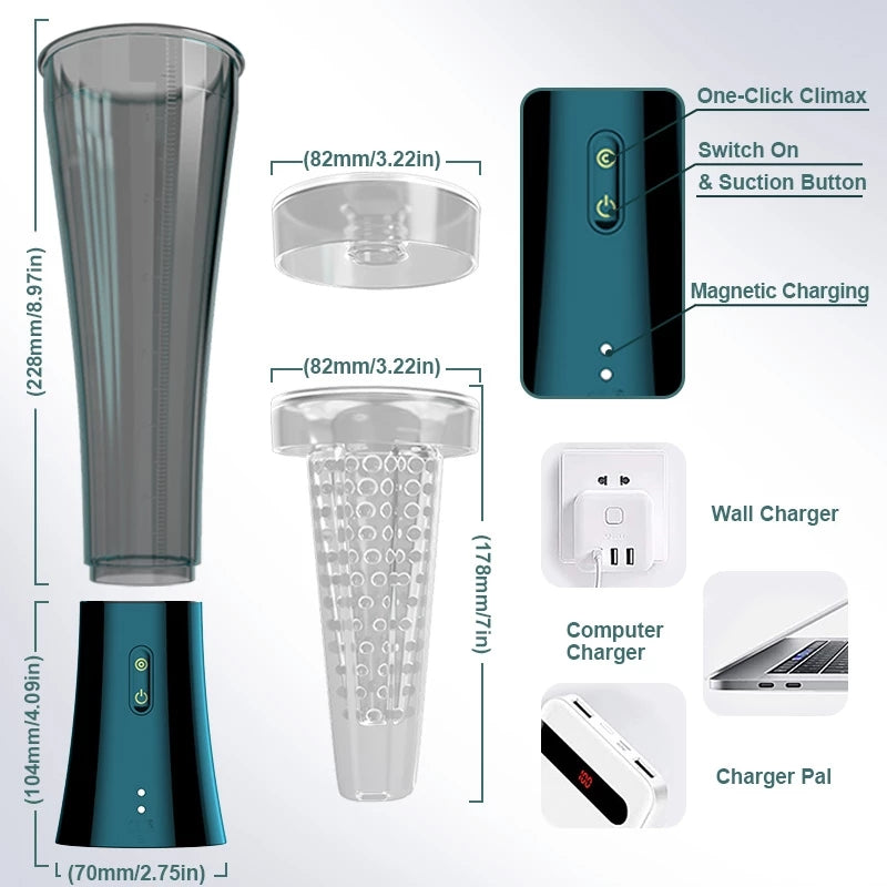 Vacuum Sucking Male Masturbator - Vibrating Penis Massage Silicone Pussy Sex Toy for Men