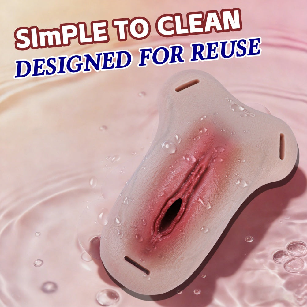 Strap-On Fleshy Silicone Realistic Vagina-Lightweight Wearable Prosthetic for Crossdressing & Intimacy
