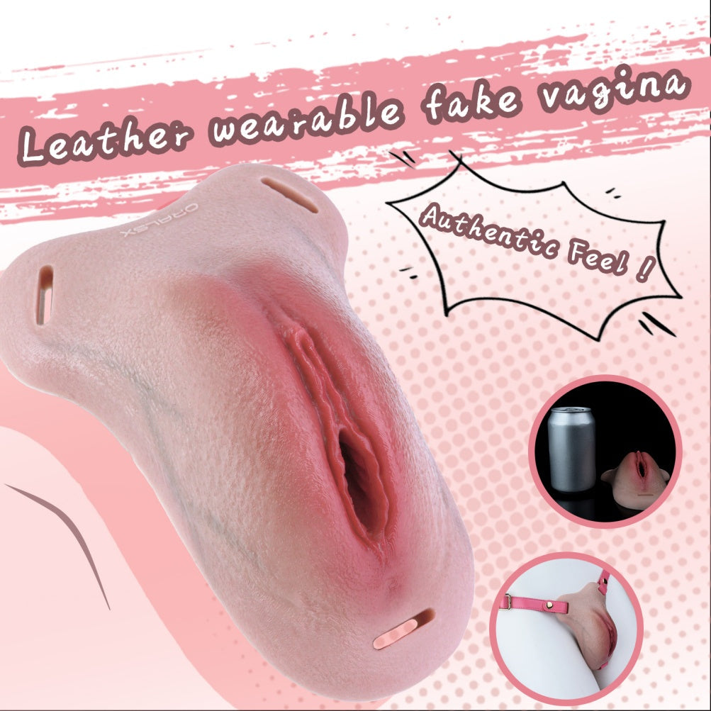 Strap-On Fleshy Silicone Realistic Vagina-Lightweight Wearable Prosthetic for Crossdressing & Intimacy