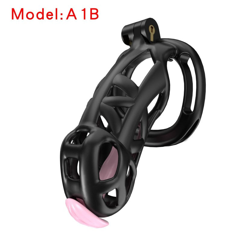 3D Printed Male Chastity Cage with Lock & 5 Rings – Resin Virginity Device with Strap for Men