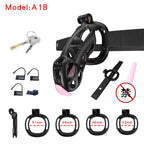 3D Printed Male Chastity Cage with Lock & 5 Rings – Resin Virginity Device with Strap for Men