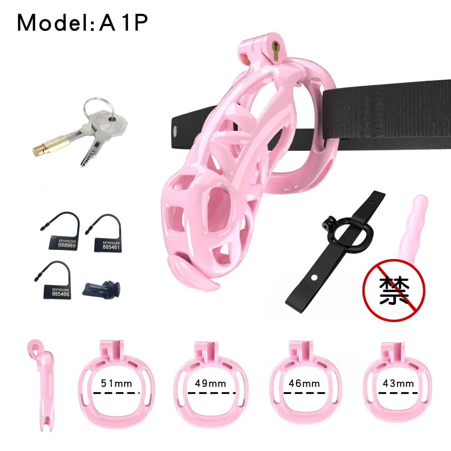 Pink Viper Chastity Cage – 5 Sizes Available, Wearable Base Ring Design
