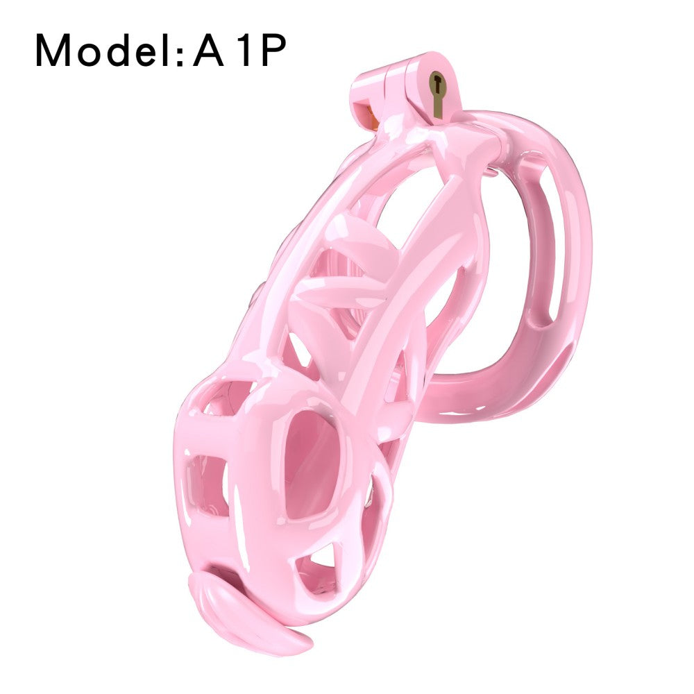 3D Printed Male Chastity Cage with Lock & 5 Rings – Resin Virginity Device with Strap for Men