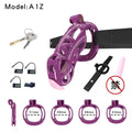 Purple Viper Chastity Cage – 5 Sizes, Wearable Base Ring, Sleek Snake Design