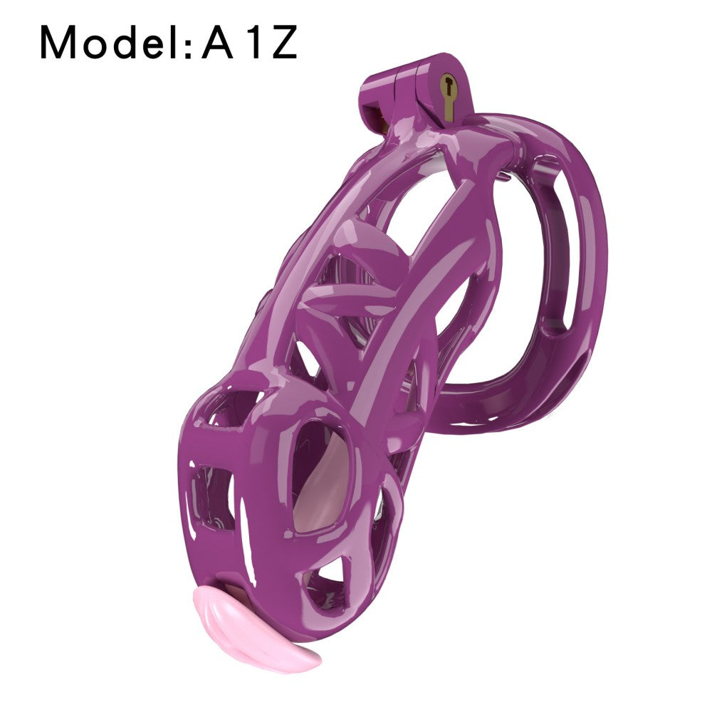 3D Printed Male Chastity Cage with Lock & 5 Rings – Resin Virginity Device with Strap for Men