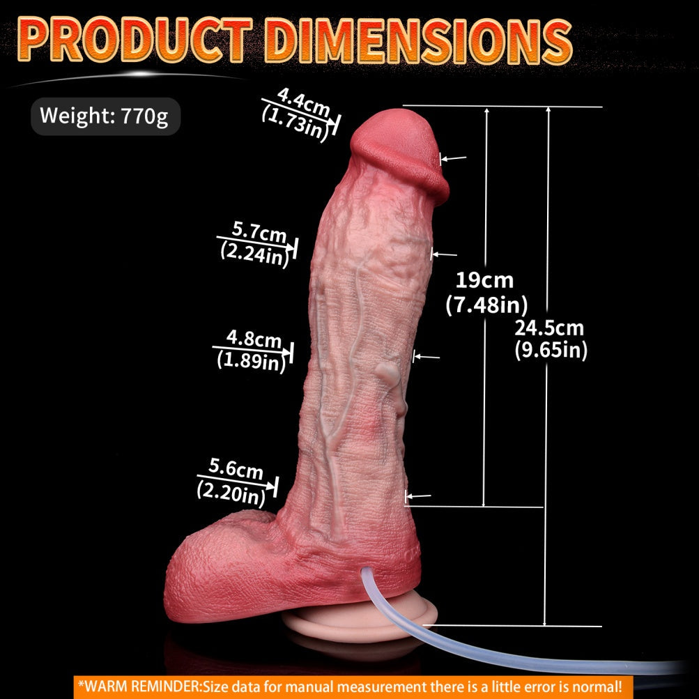 NobleSculpt Squirting Dildo – Bareskin Platinum Silicone | Suction Cup | Domlust